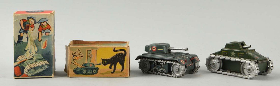 Lot of 2: German Tin Litho Wind Up Tank Toys. (1 of 1)
