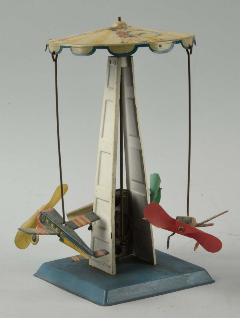 German Tin Litho Wind Up Airplane Go Round. (1 of 2)