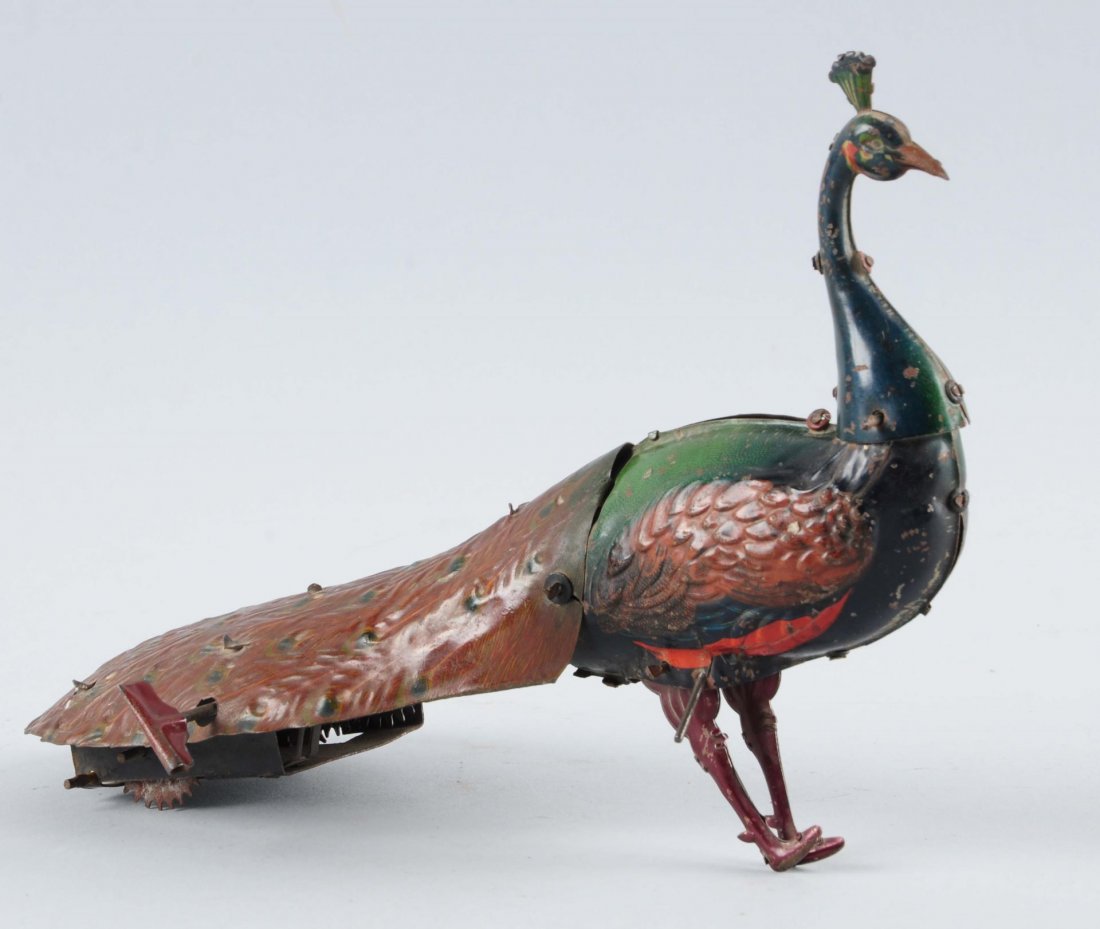 German Tin Litho Wind Up Ebo Peacock. (1 of 2)