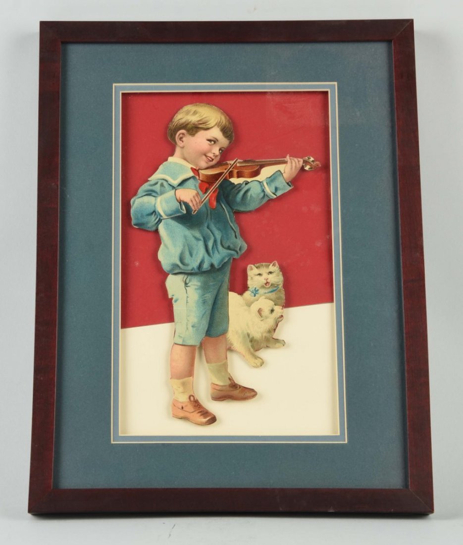 Framed Die-Cut Poster With Boy Playing Violin. (1 of 1)