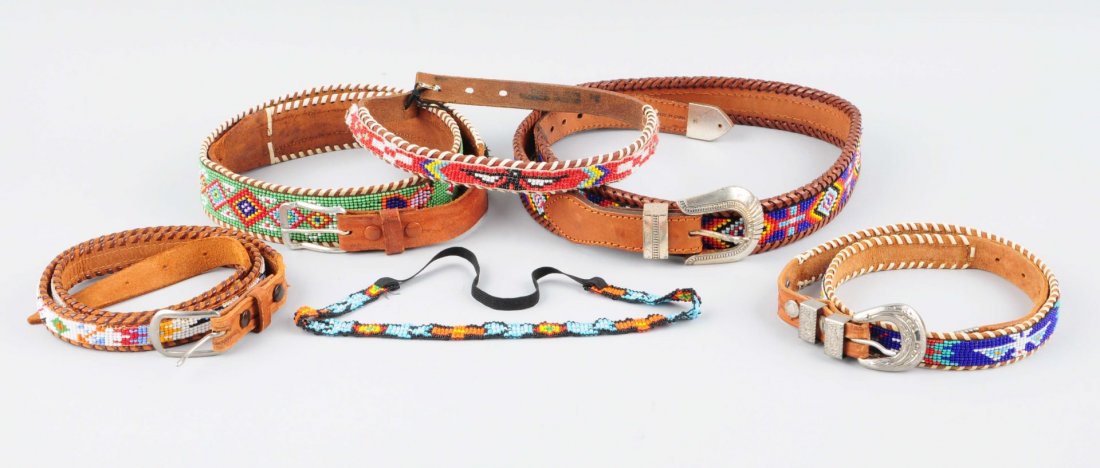 Lot Of 6: Native American Belts & Hat Bands. (1 of 1)