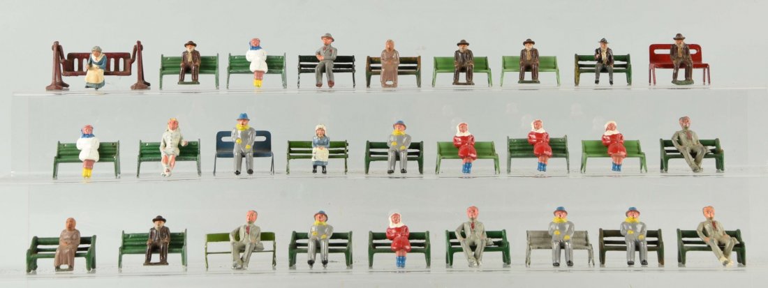 Large Lot of Seated Dimestore Figures. (1 of 1)
