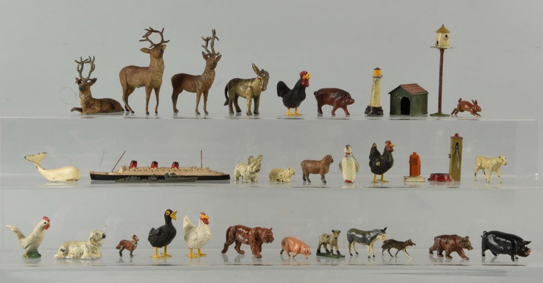 Large Lot of German Lead Deer & Lead Farm Animals. (1 of 1)