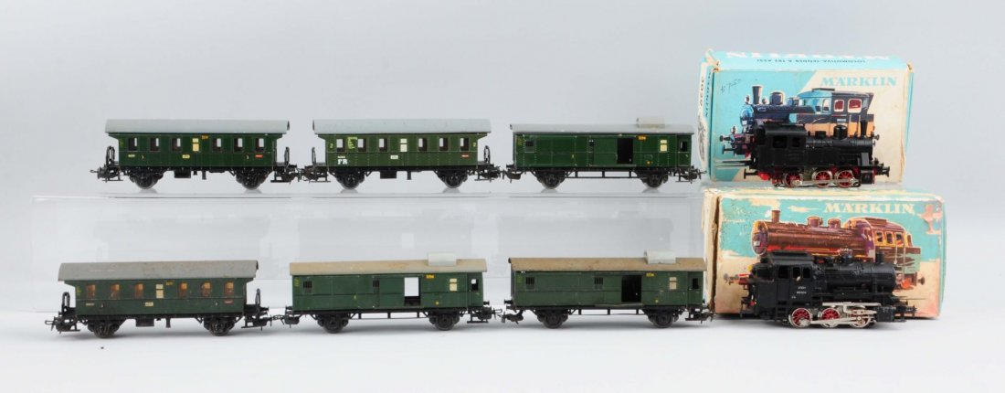 Lot of 8: Marklin Locomotives & Passenger Cars. (1 of 2)