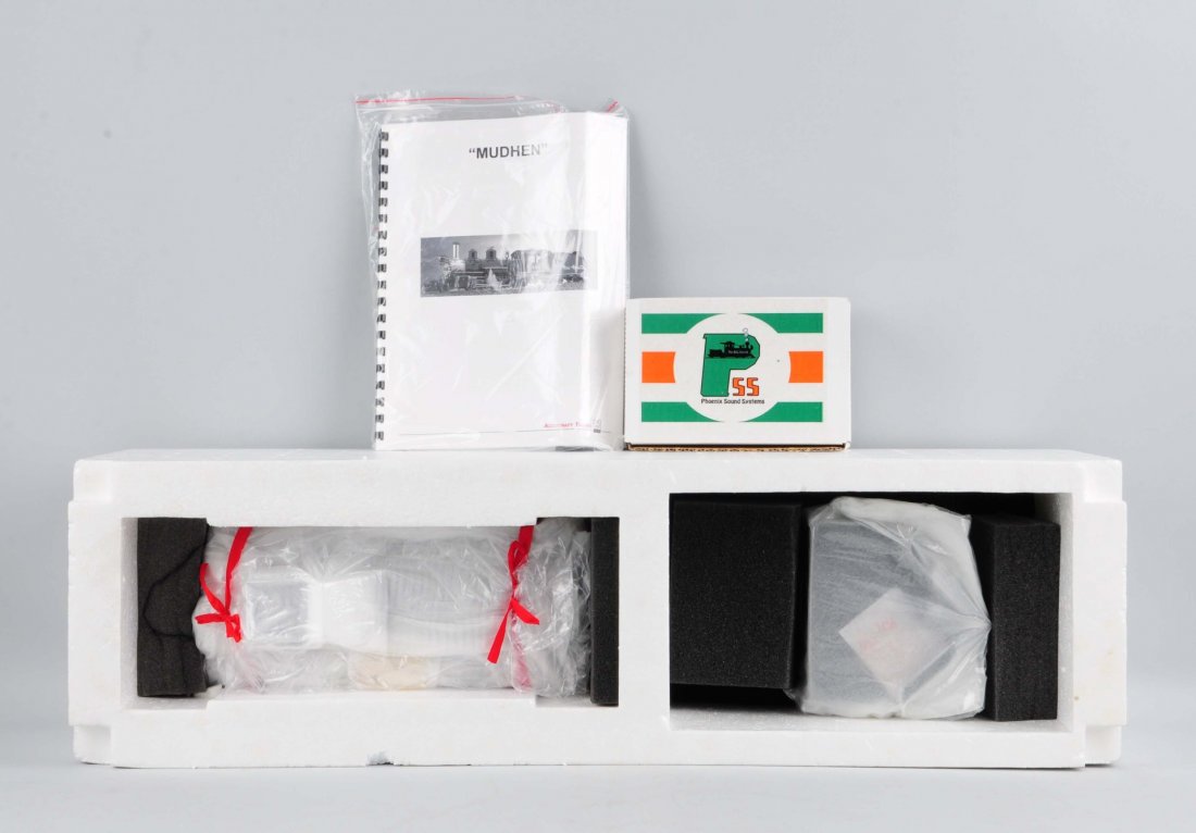 Accucraft Mudhen Steam Loco & Tender in Box.: Complete and like new in original box. Condition (Near Mint Plus).