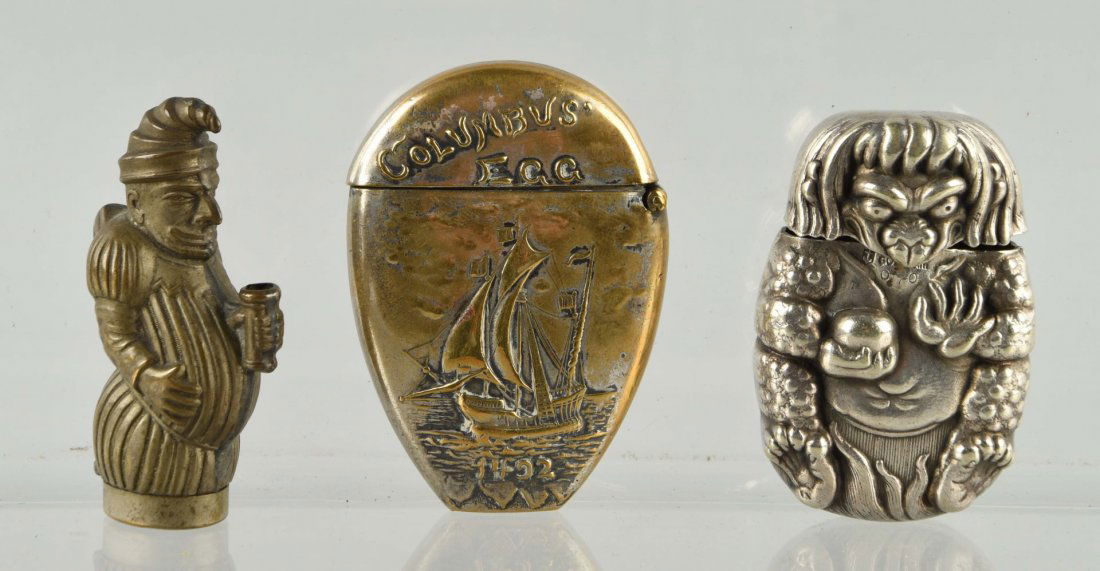 Lot Of 3: Figural Match Safes. (1 of 1)