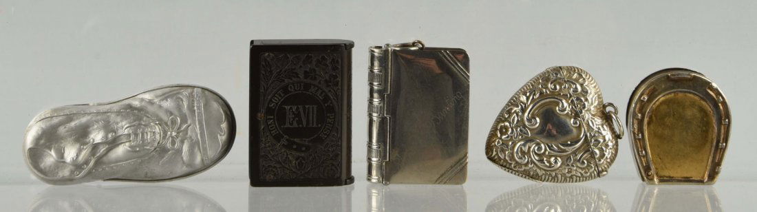 Lot Of 5: Figural Match Safes. (1 of 1)