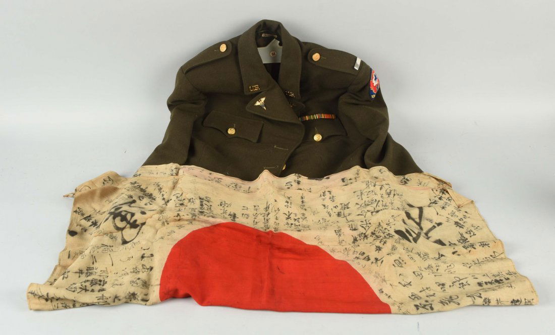 Lot of 2: Japanese Flag & WWII Uniform. (1 of 1)