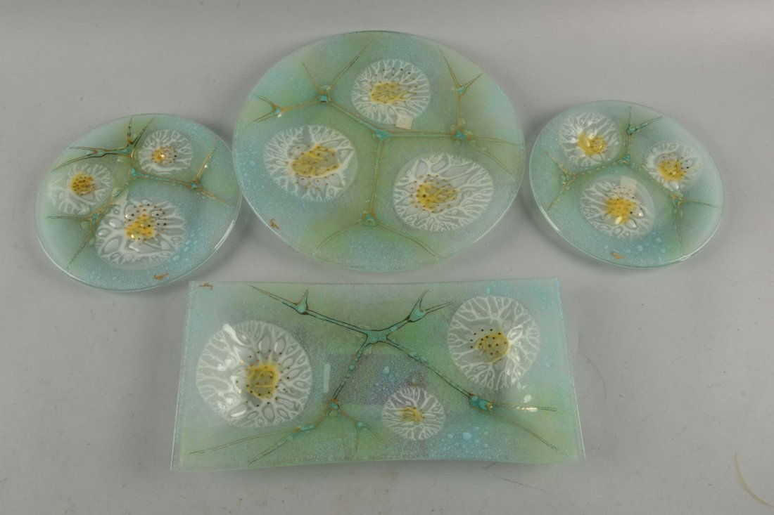 Lot Of 4: Higgins Art Glass Plates. (1 of 1)
