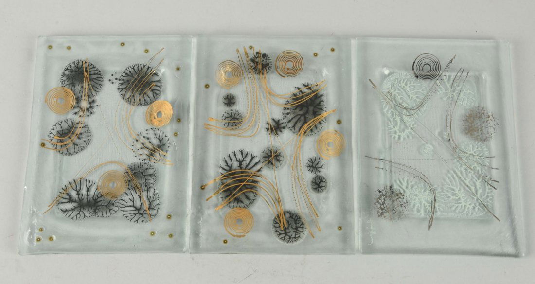 Lot Of 3: Higgins Art Glass Plates. (1 of 1)