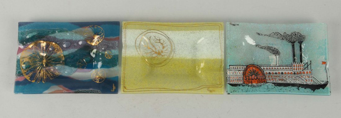 Lot Of 3: Higgins Art Glass Ash Trays. (1 of 1)