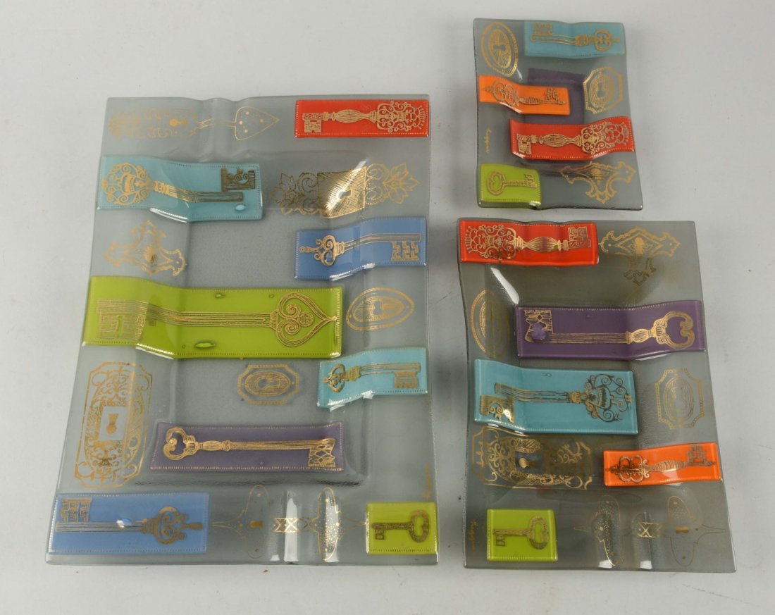 Lot of 3: Art Glass Plates or Ashtrays. (1 of 1)