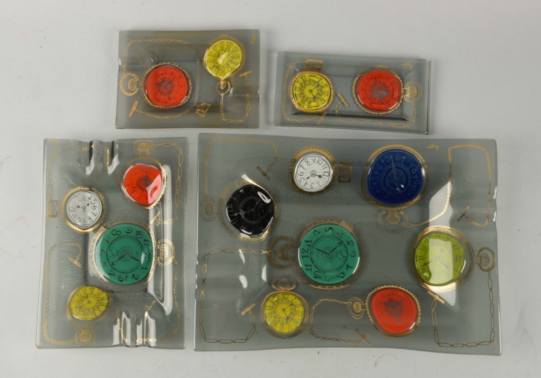 Lot Of 4: Higgins Art Glass Plates. (1 of 1)