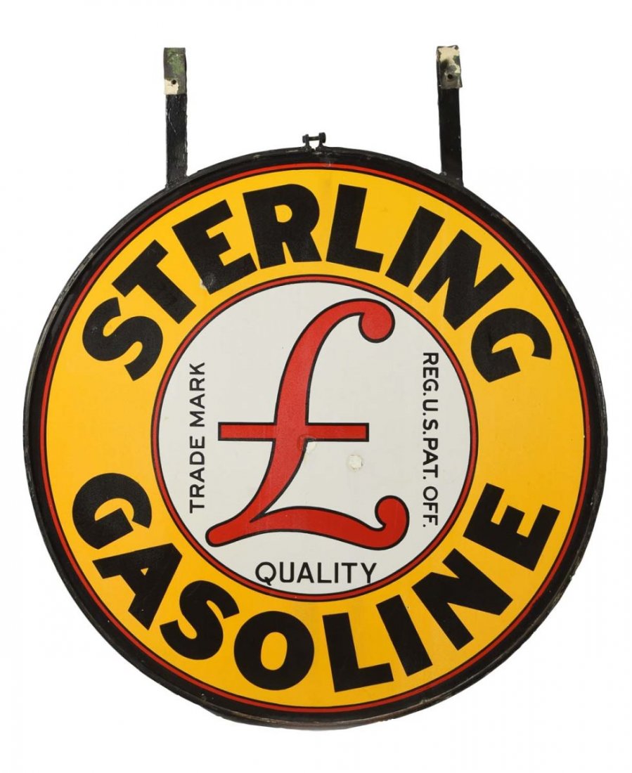 Sterling Gasoline with "L" Logo Porcelain Sign. (1 of 2)