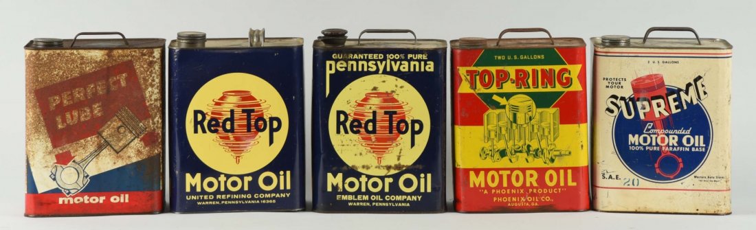 Lot of 5: Two Gallon Rectangle Metal Oil Cans. (1 of 1)