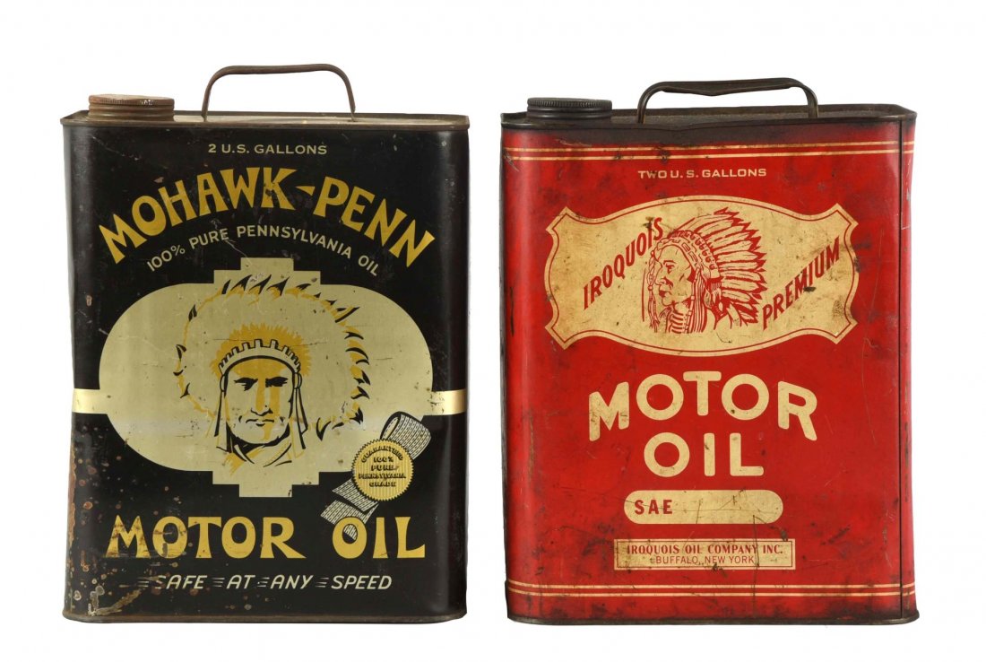 Lot of 2: Two Gallon Rectangle Metal Oil Cans. (1 of 1)