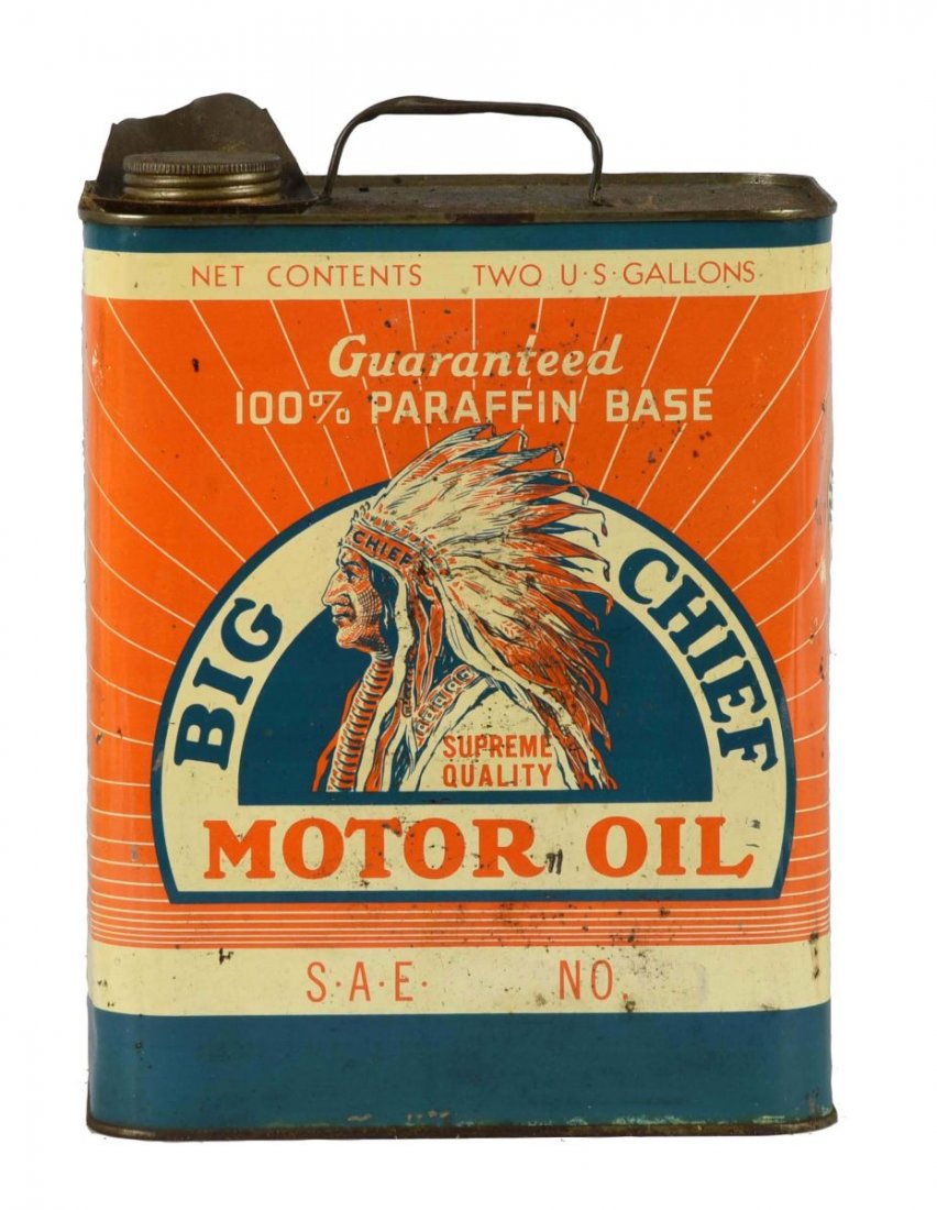 Big Chief Motor Oil Two Gallon Can. (1 of 2)
