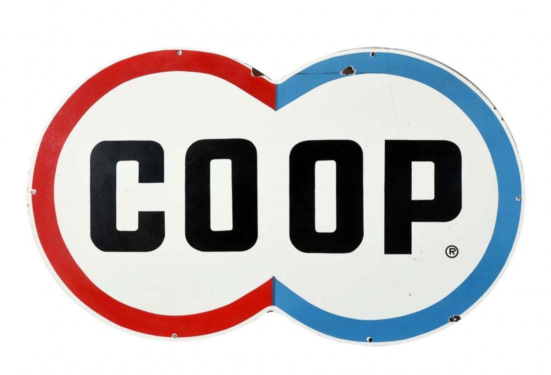 Co Op Double Circle Logo Porcelain Sign. Co Op Double Circle Logo Porcelain Sign.