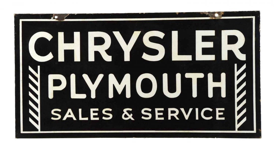 Chrysler Plymouth Sales & Service Porcelain Sign. (1 of 2)