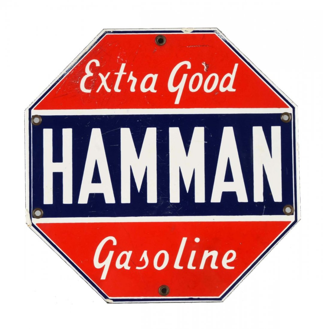 Hamman Extra Good Gasoline Porcelain Sign. (1 of 1)