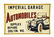 Imperial Garage Automobiles Tin Embossed Sign.