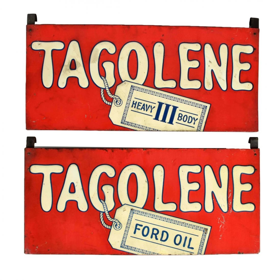 Lot of 2: Tagolene Heavy Body & Ford Oil Tin Signs (1 of 1)