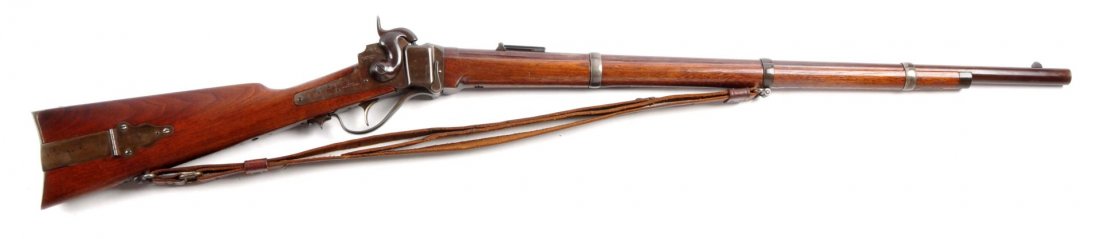 (A) Farmingdale NY Shiloh N.M. 1863 Sharps Rifle.: Serial # 280 .50 bore percussion. This is a very early re-production Sharps made at the Farmingdale NY location which many consider the most accurately manufactured Sharps rifles of the modern era. Th