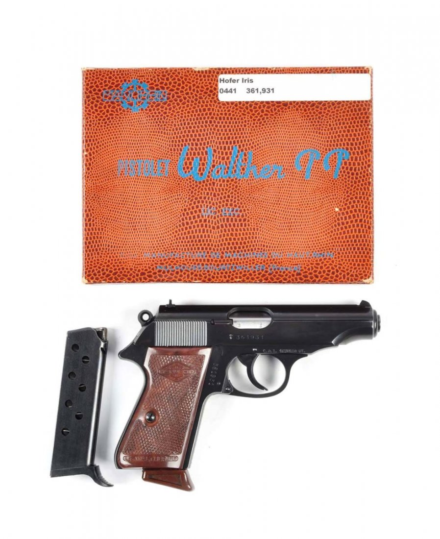 (C) Boxed Manurhin Walther Model PP Pistol.: Serial # 361931 3-1/2" barrel in 7.65mm caliber. Many Walther enthusiasts consider the post-war Manurhins the finest Walthers ever manufactured. Features magazine fed, semi-automatic, double action, b