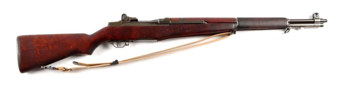 (C) US Springfield M1 Garand Semi-Automatic Rifle.: Serial # 866777 24" barrel in .30-06 caliber. This rifle was manufactured September 1942-December 1942. Barrel is dated SA-3-42. It has the proper type 2 lock bark rear sight. Has a TE reading of 3.5.