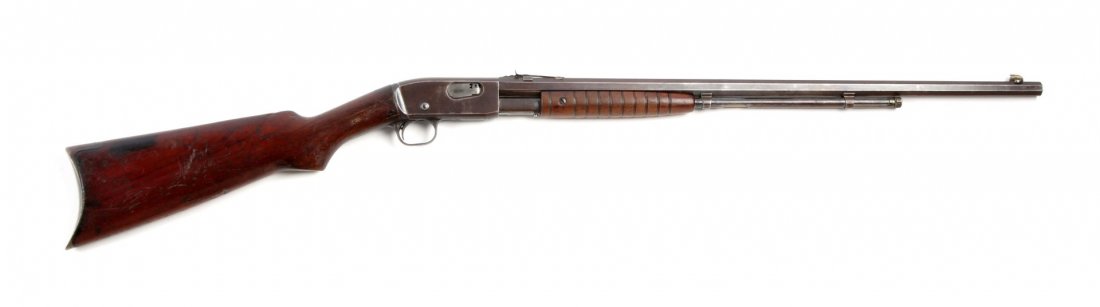 (C) Remington Model 12C Pump Action Rifle.: Serial # 64970 This is a Remington Model 12C pump action rifle with a 24" barrel in .22 rimfire caliber. Model 12C was introduced in 1909 and produced until 1936. The Model 12C featured the full octag