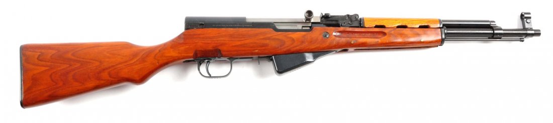 (M) Chinese SKS Semi-Automatic Rifle/Carbine.: Serial # 10168887 16-1/2" barrel in 7.62x39mm caliber. Imported by Norinco of China. Standard semi-automatic carbine with all matching numbers including stock. Left side of stock has sling swivel. Lef