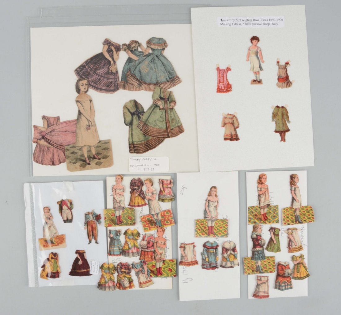Lot of Antique Miniature McLoughlin Paper Dolls. (1 of 1)