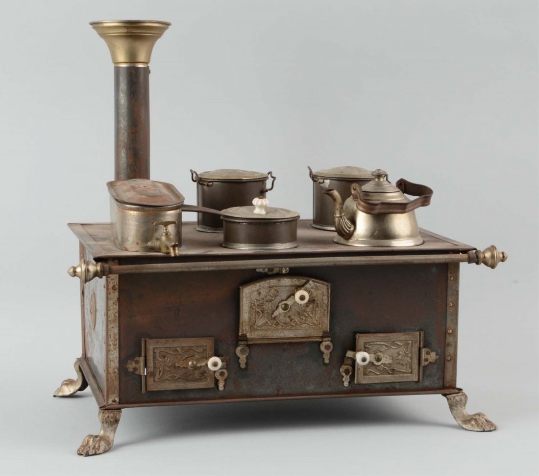 Antique Metal Cook Stove with Accessories. (1 of 2)