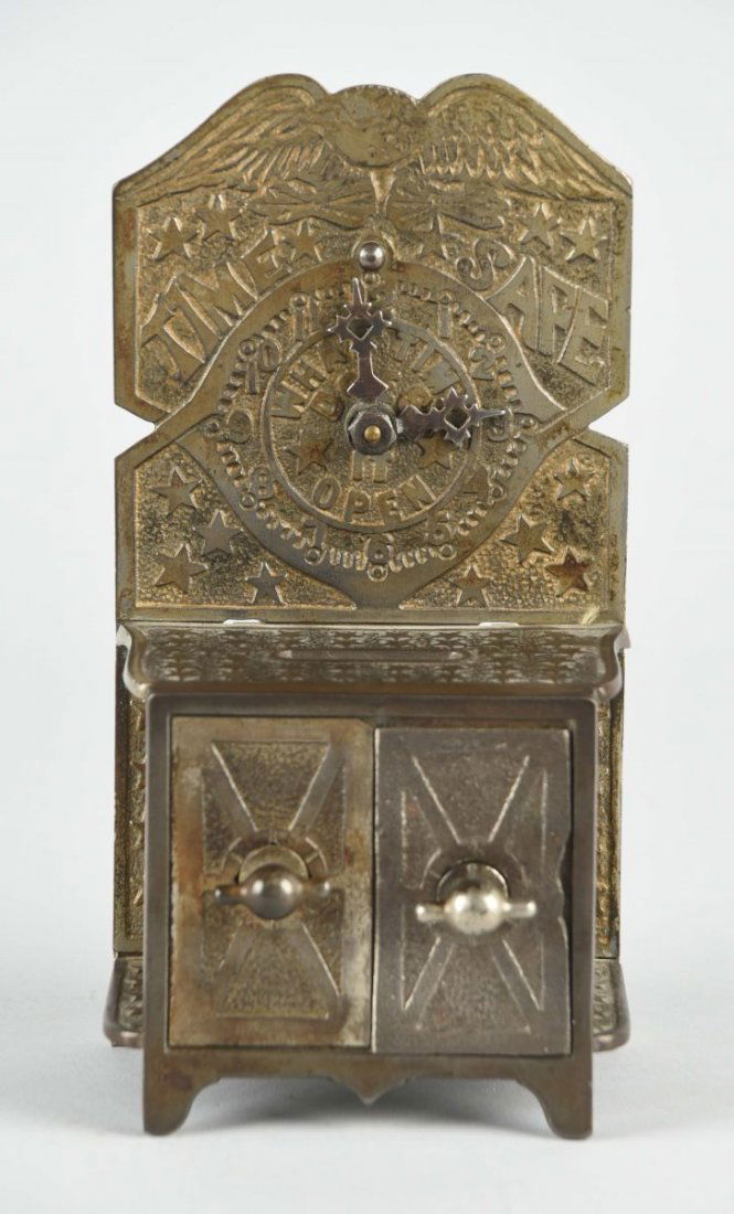 Cast Iron Time Safe Still Bank. (1 of 1)