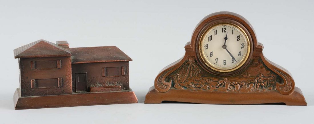 Lot of 2: Still Banks.: Includes Hobart Banthranco bank and a clock shelf bank. Condition (Very Good - Excellent). Size Largest: 7'' L.