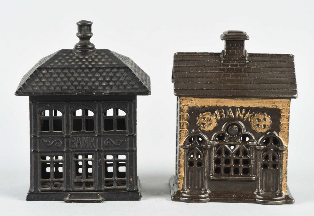 Lot of 2: Cast Iron Building Banks. (1 of 1)