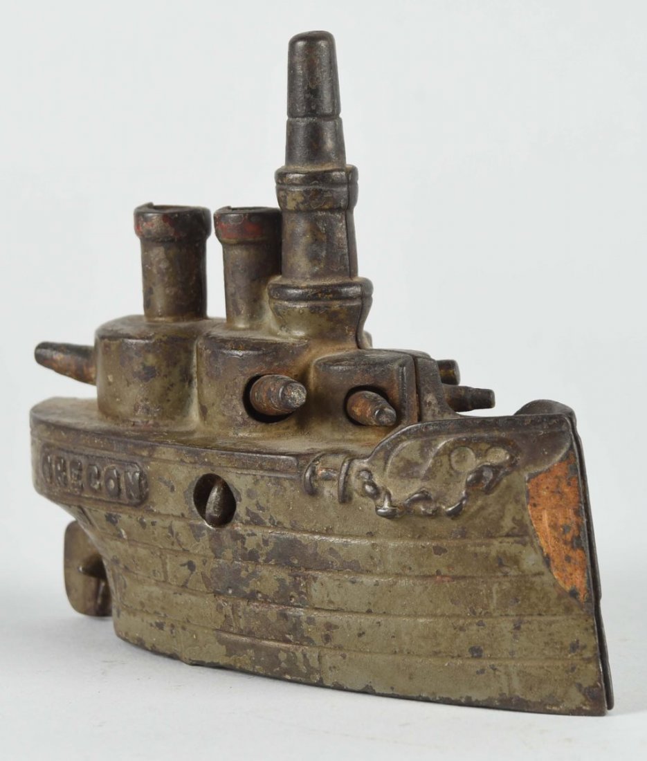 Cast Iron Oregon Battleship Mechanical Bank. (1 of 1)