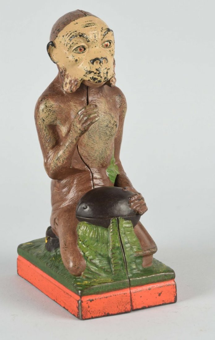 Cast Iron Monkey & Coconut Mechanical Bank. (1 of 2)