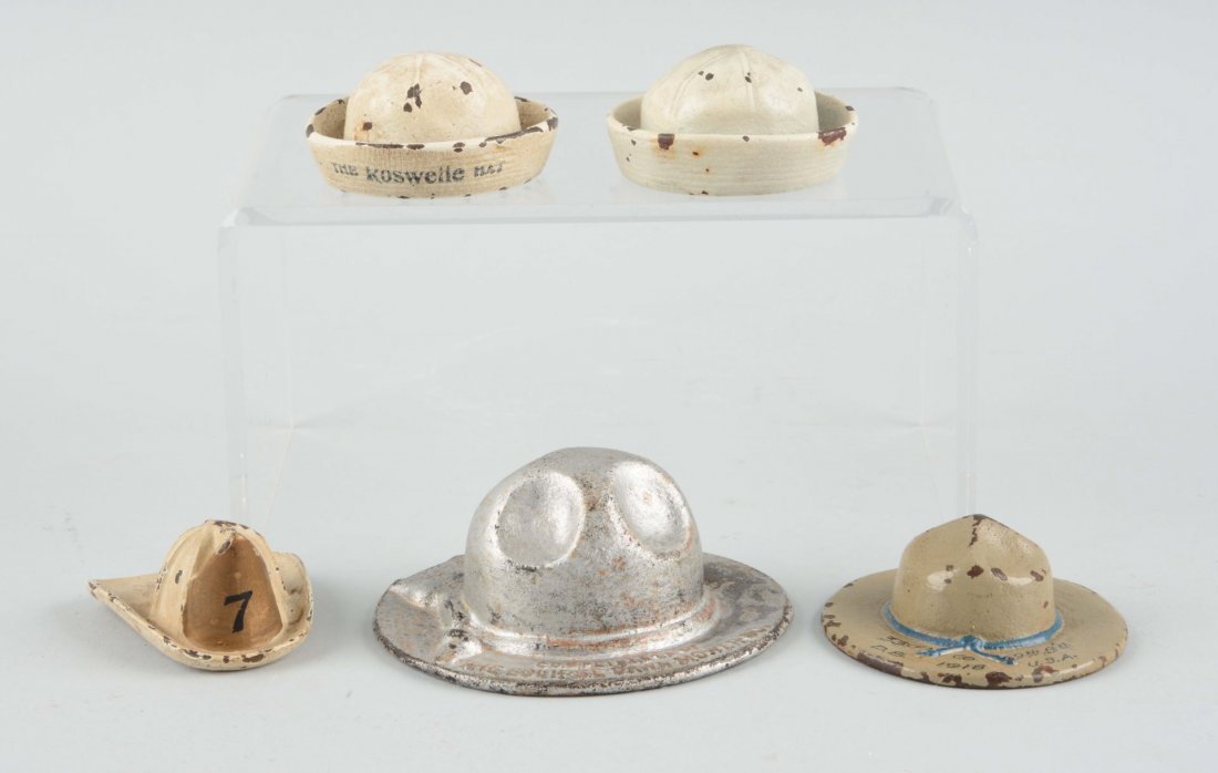 Lot Of 5: Cast Iron Hat Paperweights. (1 of 1)