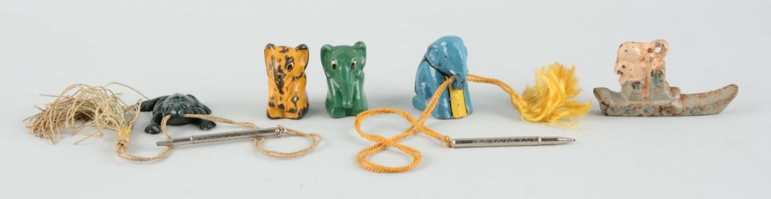 Lot Of 5: Cast Iron Figural Pencil Holders. (1 of 1)