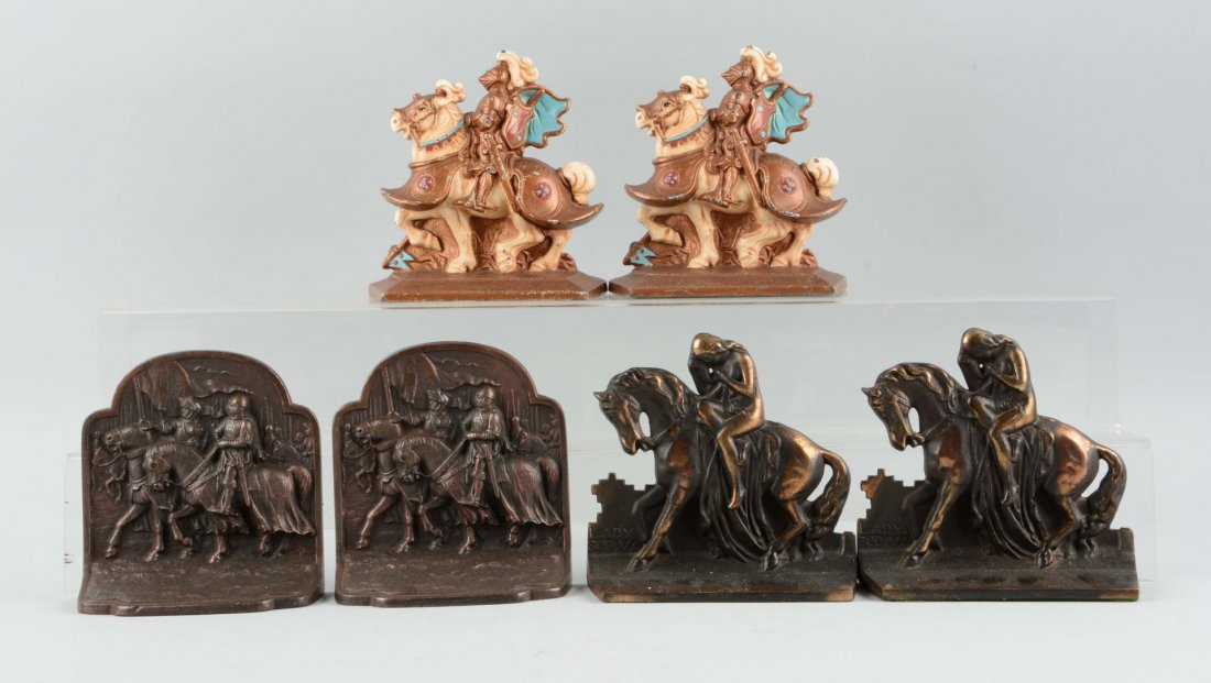 Lot of 3 pairs:Cast Iron Knights on Horse Bookends (1 of 1)