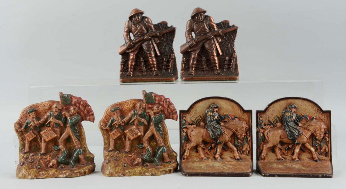 Lot of 3 pairs: Cast Iron Patriotic Bookends. (1 of 1)