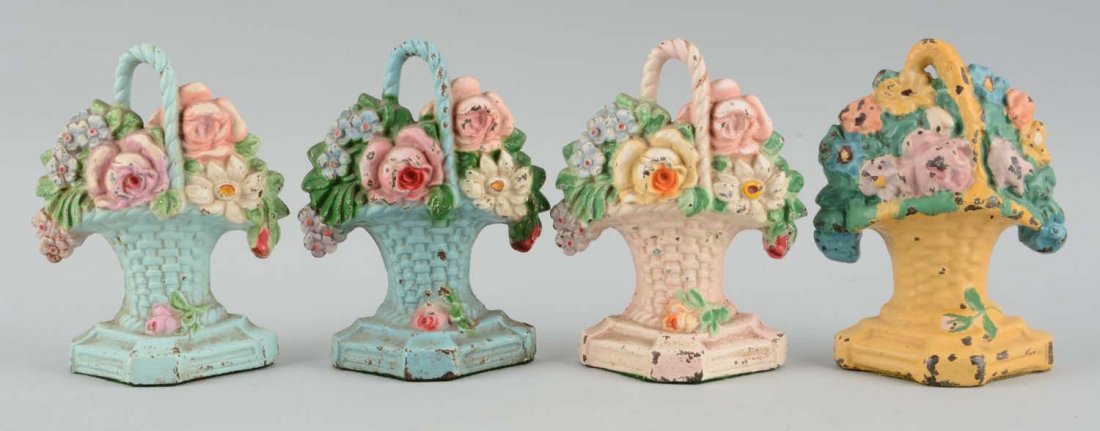 Lot of 4: Cast Iron Flower Single Bookends. (1 of 1)