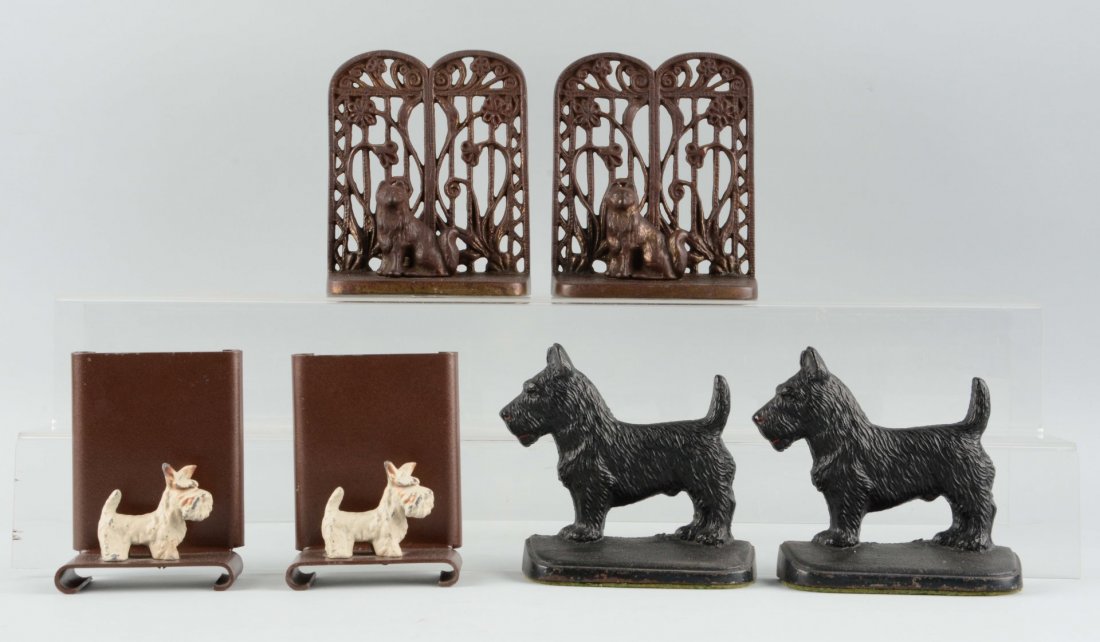 Lot of 3 pairs: Cast Iron Dog Bookends. (1 of 1)