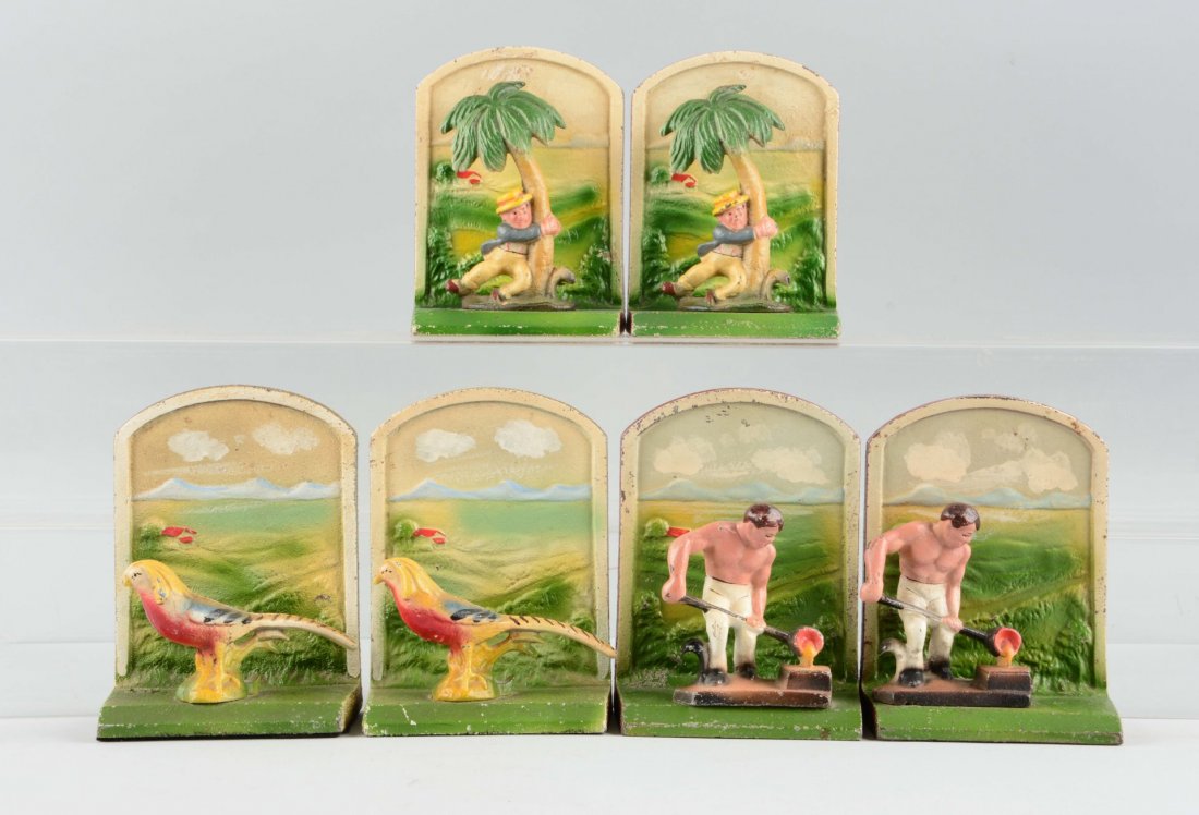 Lot of 3 pairs: Cast Iron Bottle Opener Bookends. (1 of 1)