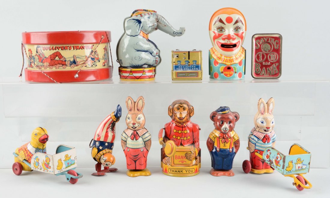 Lot Of 10: Tin Litho Chein Toys. (1 of 1)