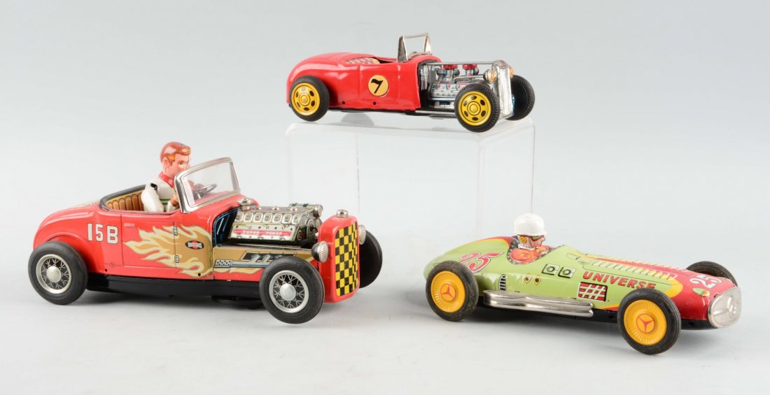 Lot of 3: Japanese Tin Litho Race Cars. (1 of 1)