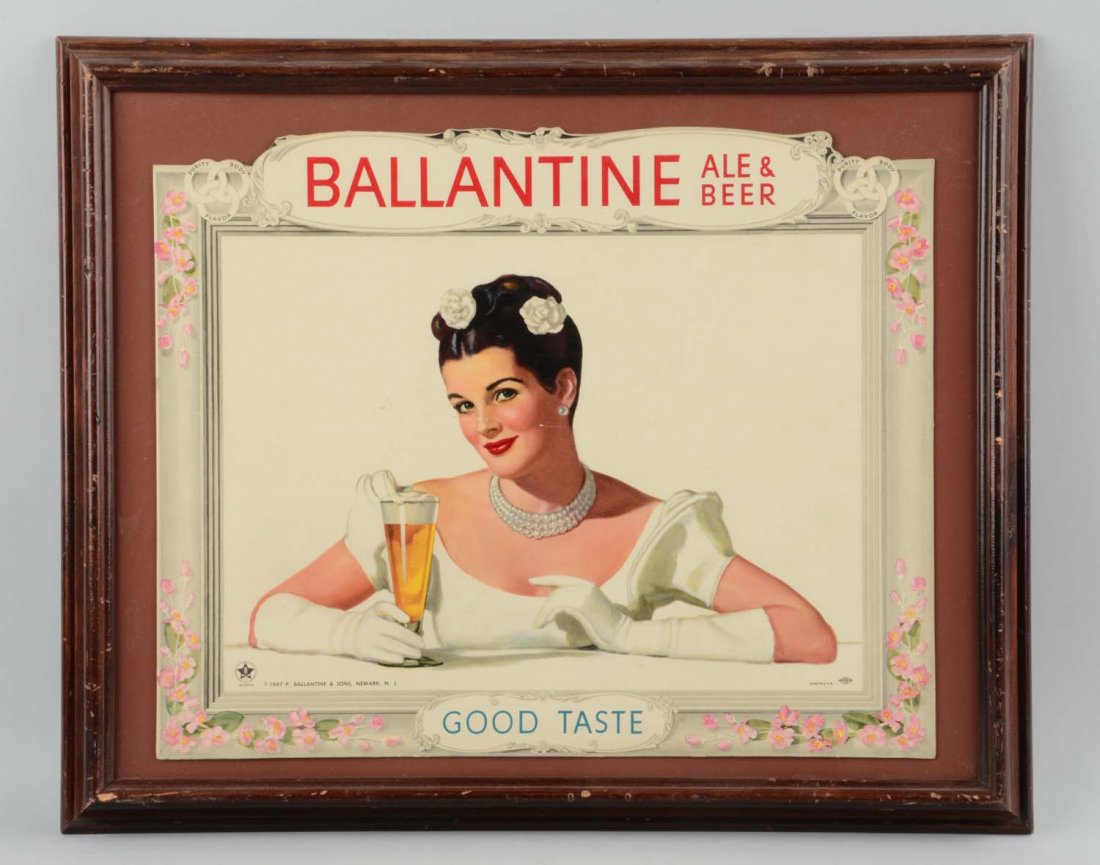 Ballantine Beer Framed Cardboard Sign. (1 of 1)