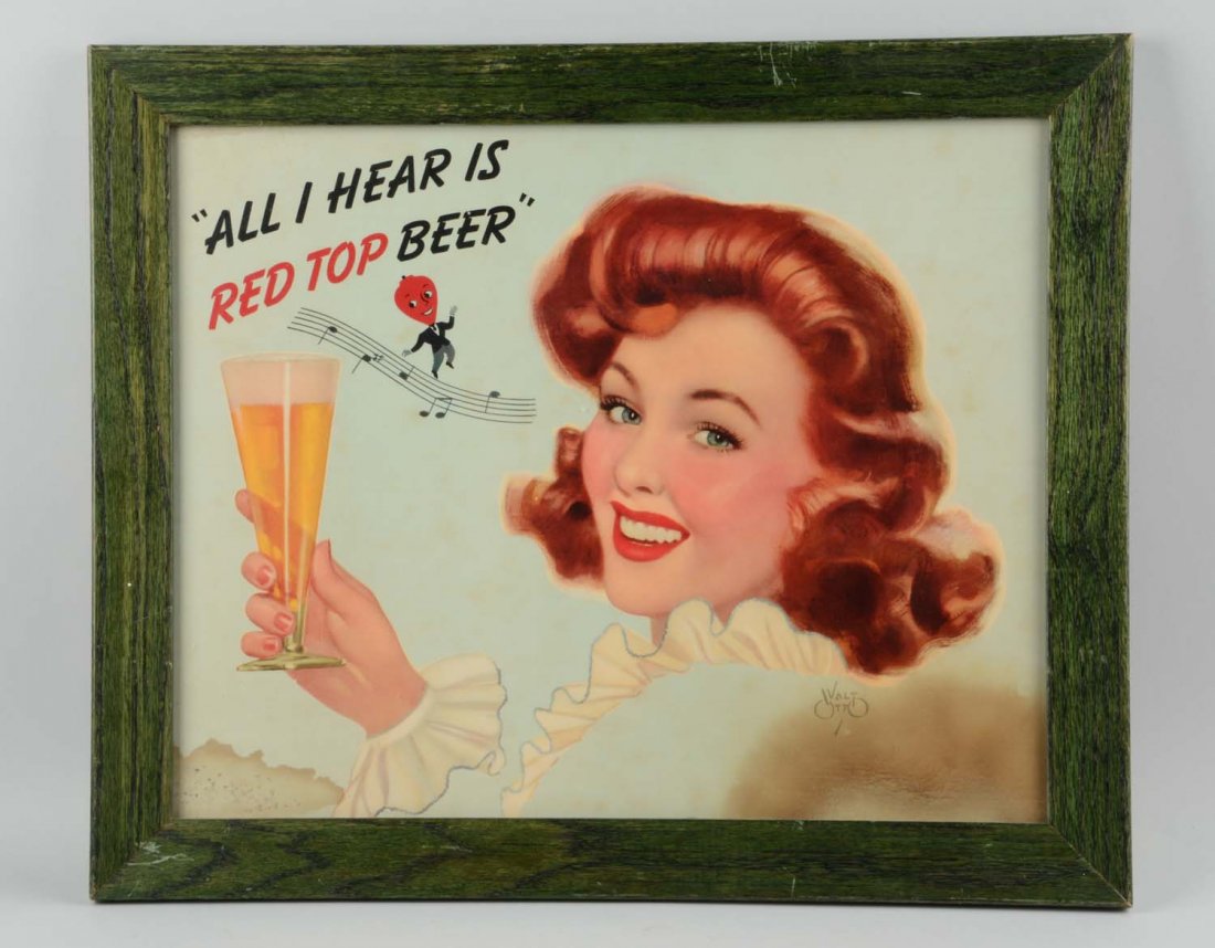 Red Top Beer Redhead Lady Lithograph. (1 of 1)