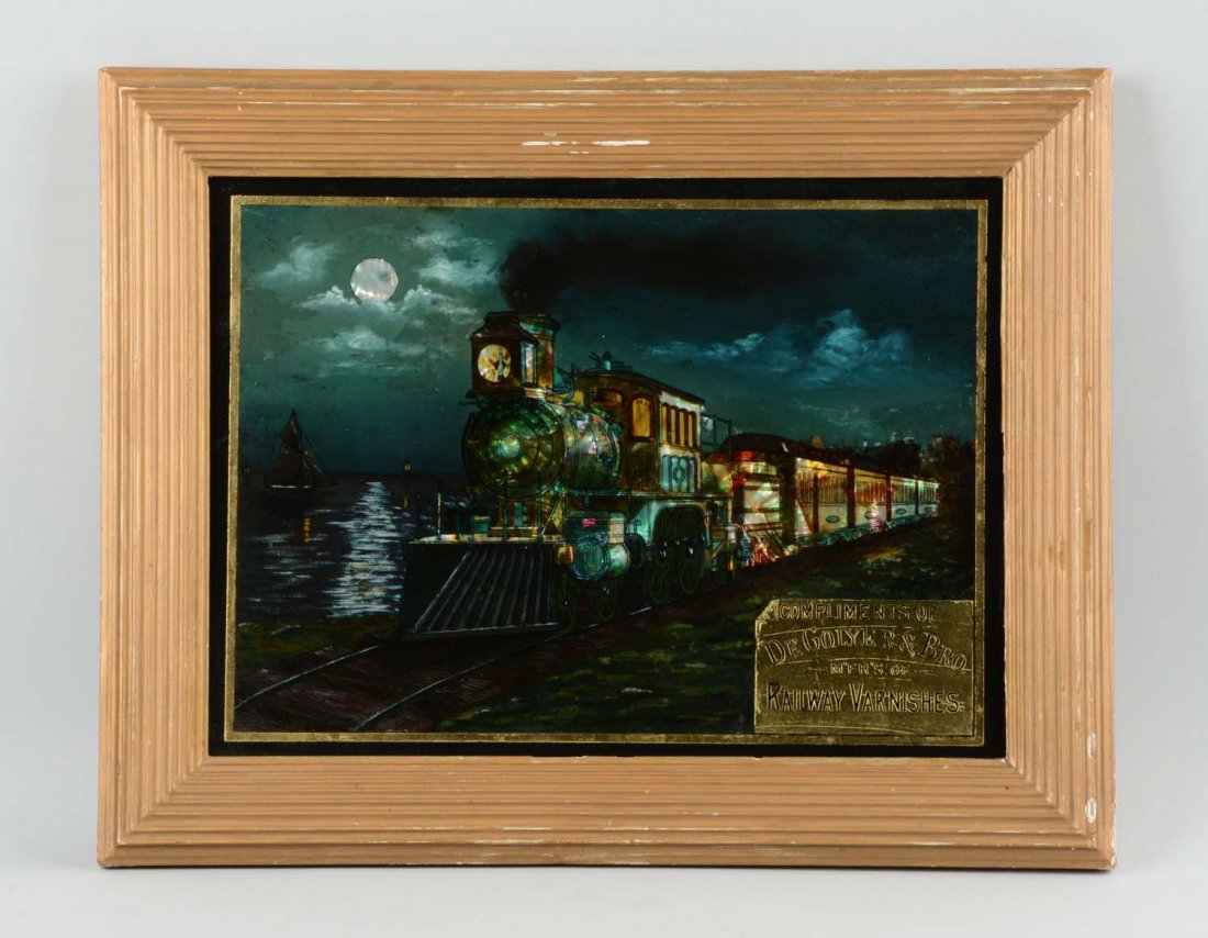 De Golyer & Bro. RR Varnishes Reverse Glass Sign. (1 of 1)